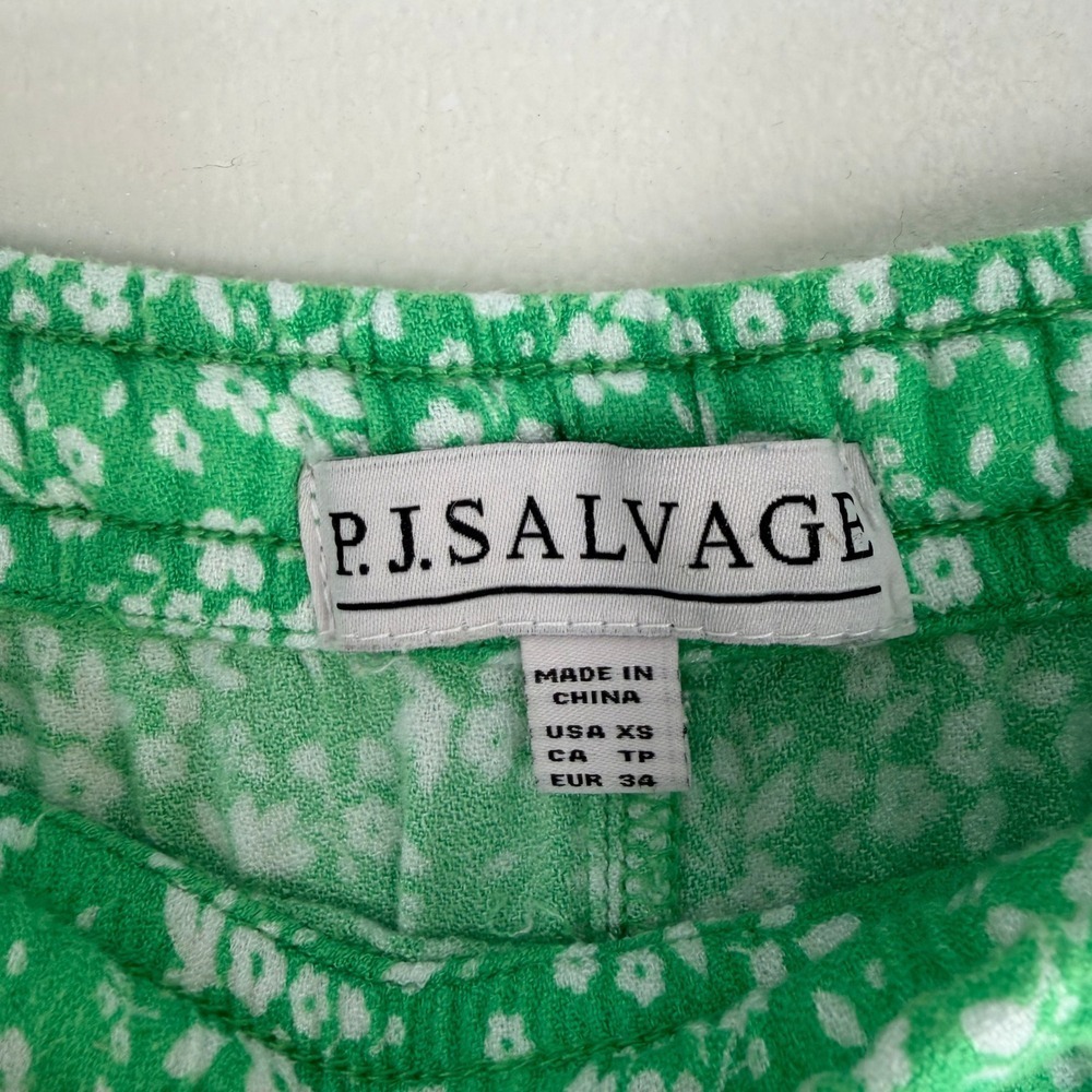 PJ Salvage Green Floral Wide Leg Pajama Pants XS Drawstring Lounge Sleepwear - Picture 3 of 6